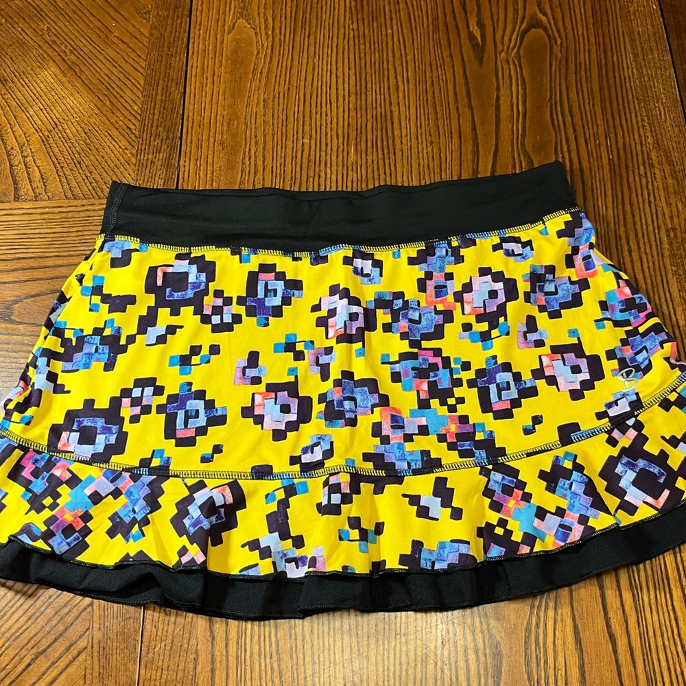Women’s Active Skort with Pixel Floral Print - Yellow